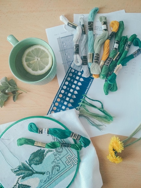 zestawy do haftu, nici, igły